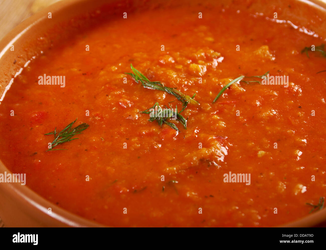 Italienische Tomatensuppe oder Pappa al Pomodoro, Farm-Stil Stockfoto