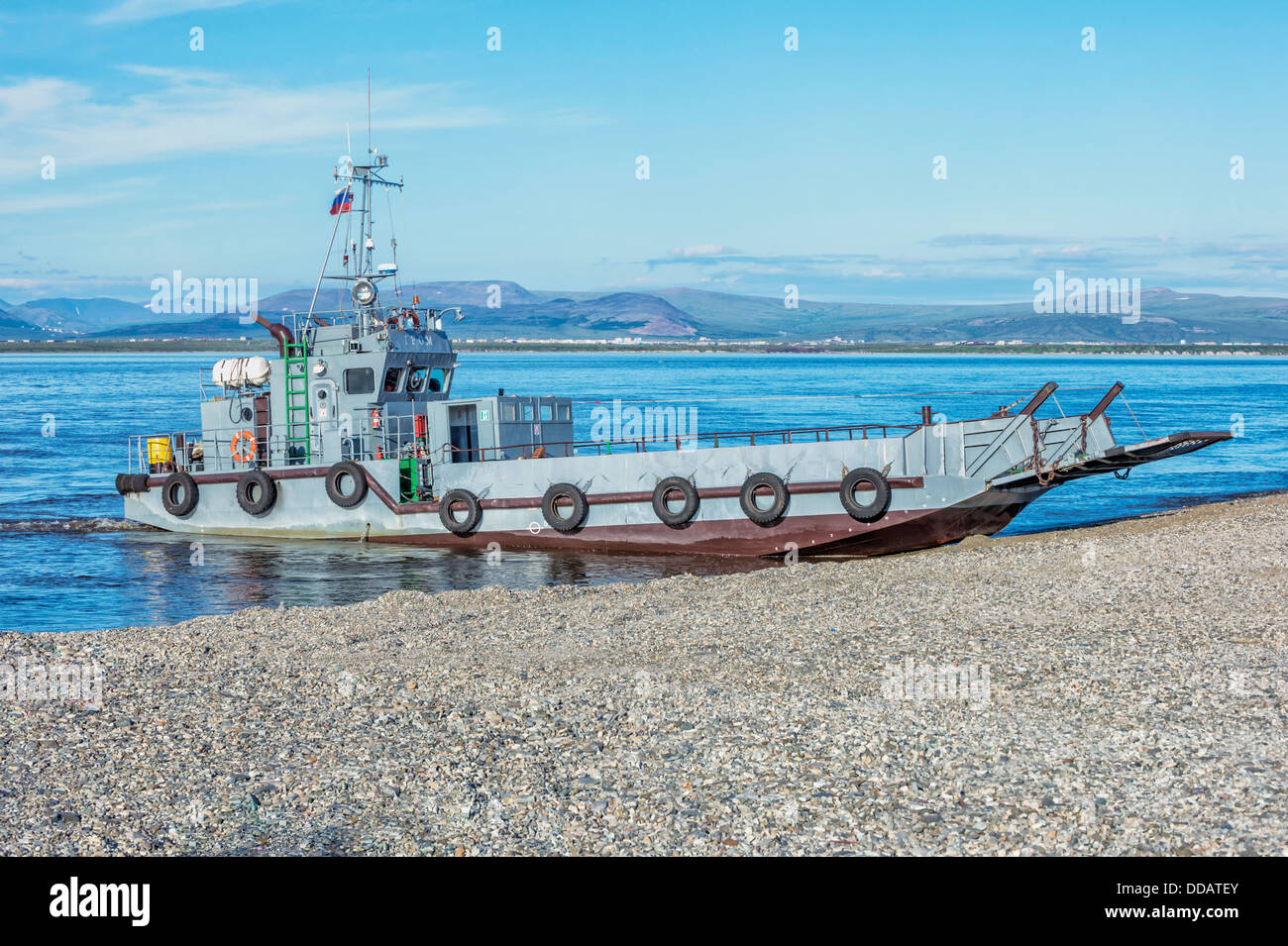 Fähre im Hafen von Anadyr, Provinz Tschukotka, russischen Fernen Osten Stockfoto