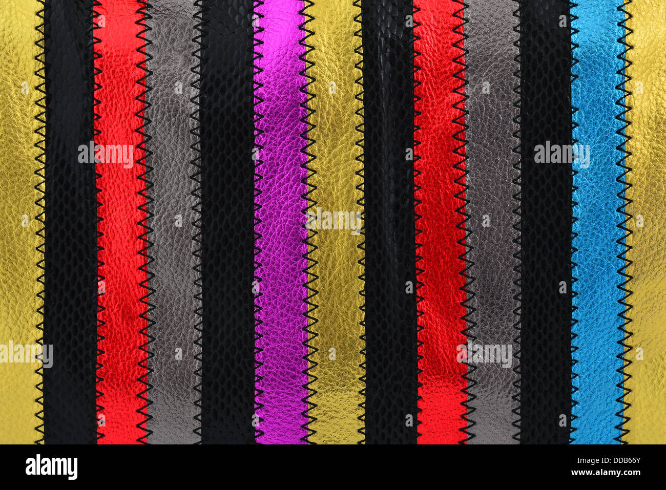 Hellen Hintergrund aus Lederstreifen. sechs Farben. Stockfoto