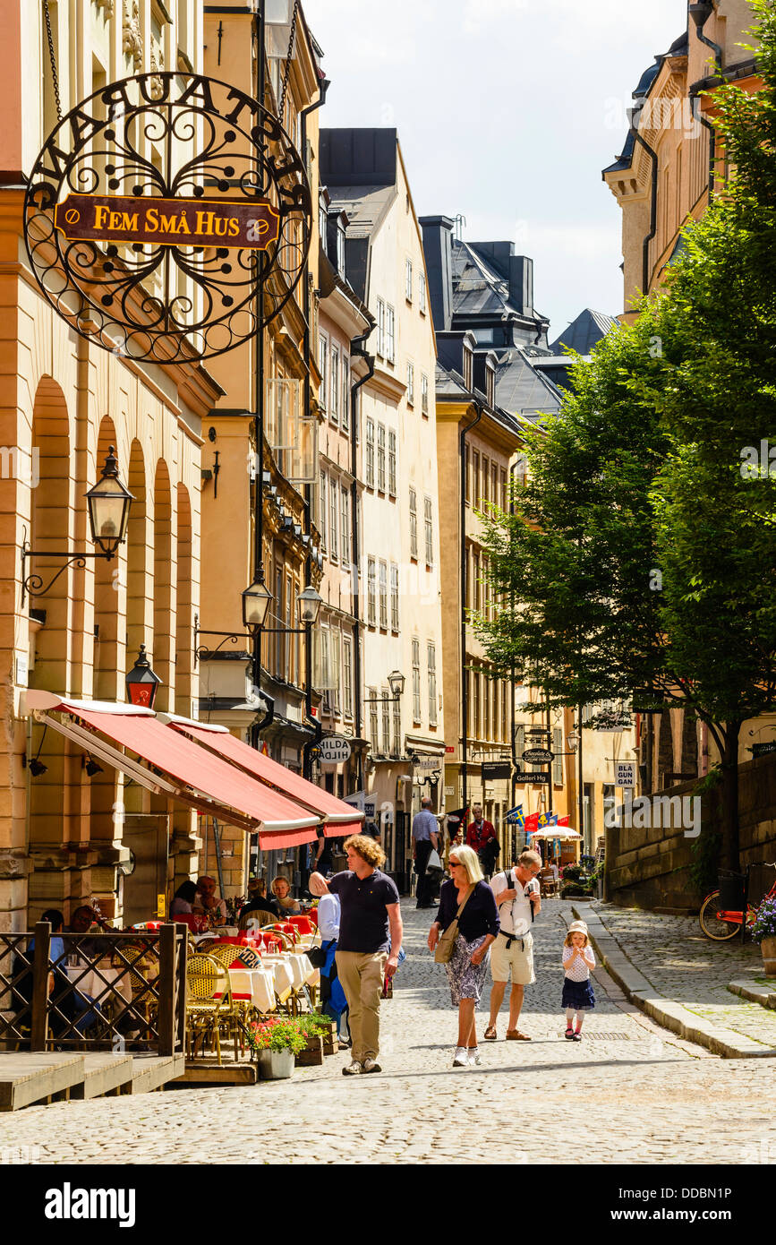 Straße in Gamla Stan (Altstadt)-Stockholm-Schweden Stockfoto