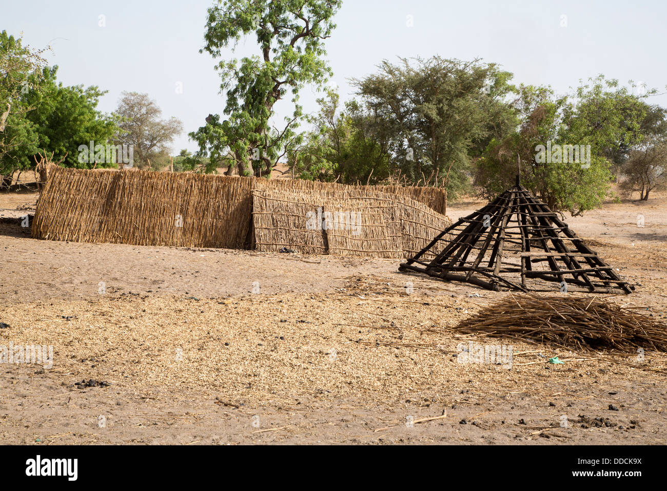 Rahmen für neues Dach im Bau, Dorf Bijam, Senegal Stockfoto