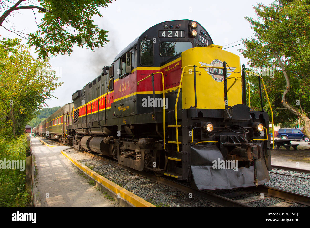 Cuyahoga Valley Scenic Railroad Passenger touristischen Zug in Halbinsel im Cuyahoga Valley National Park in Ohio Stockfoto