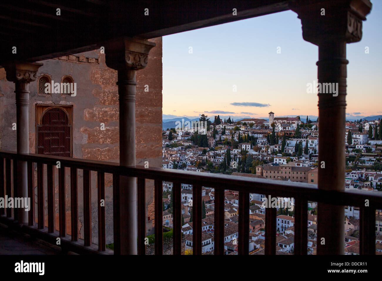 Albaicín Viertel aus den Nazaries Palästen im Alhambra. Granada. Spanien. Stockfoto