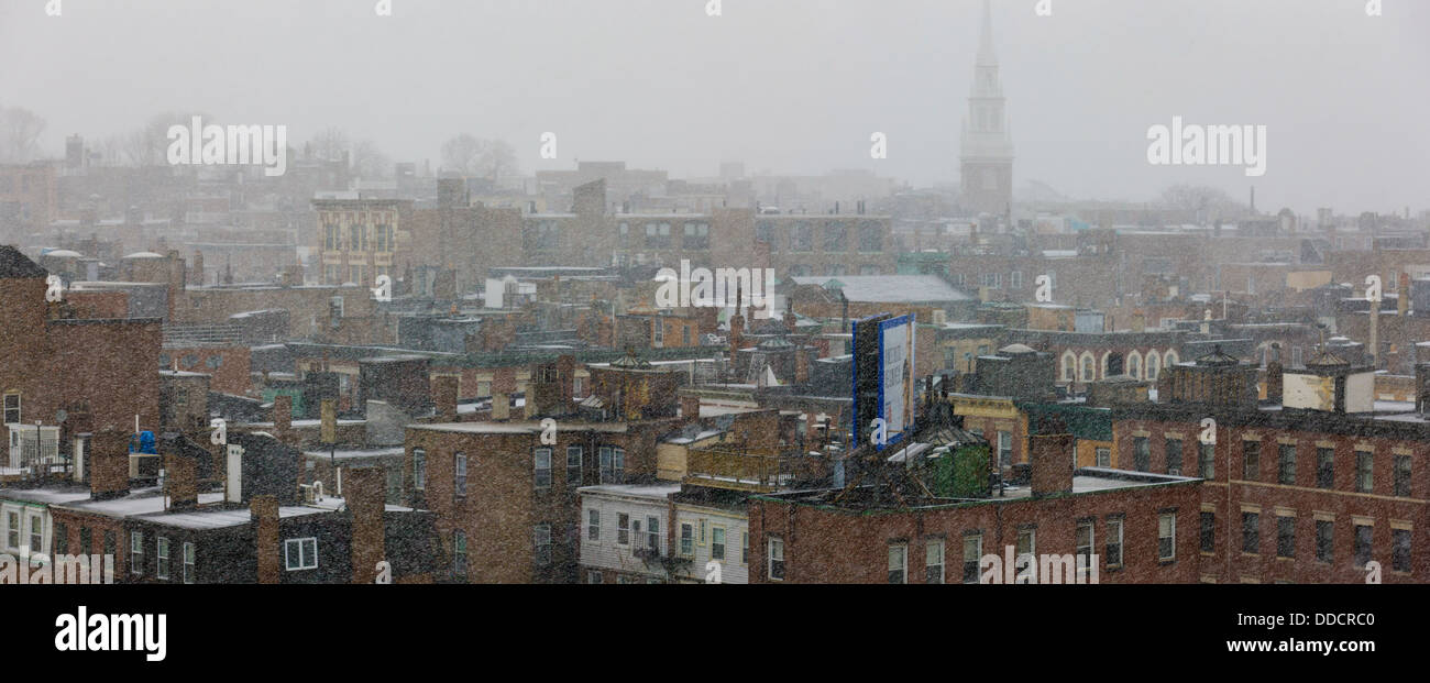 Old North Church in Stadt während Blizzard, Boston, Suffolk County, Massachusetts, USA Stockfoto