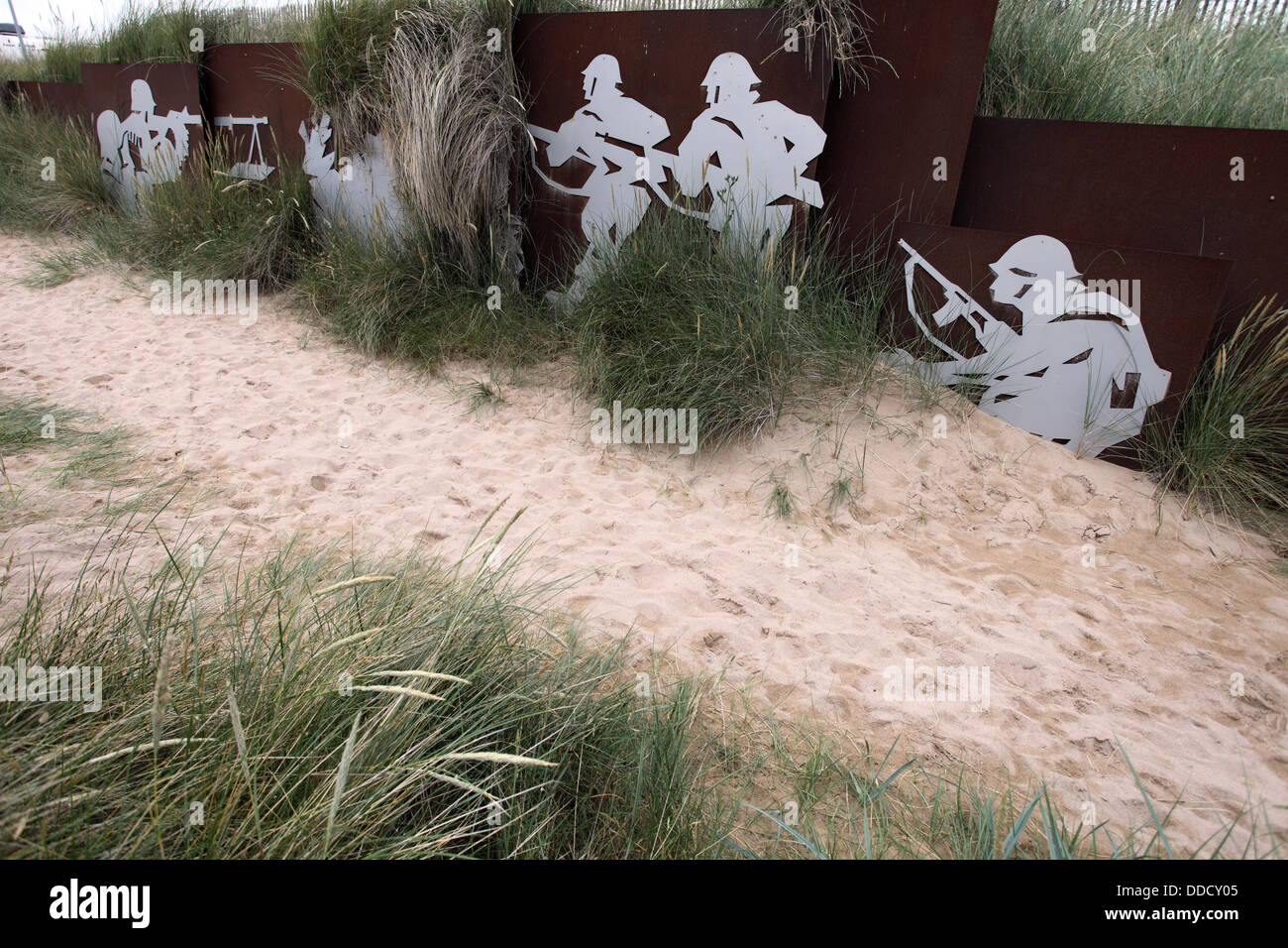 Kämpfen an den Stränden und in den Dünen. Moderne Kunst-Denkmal für die d-Day Landungen Stockfoto