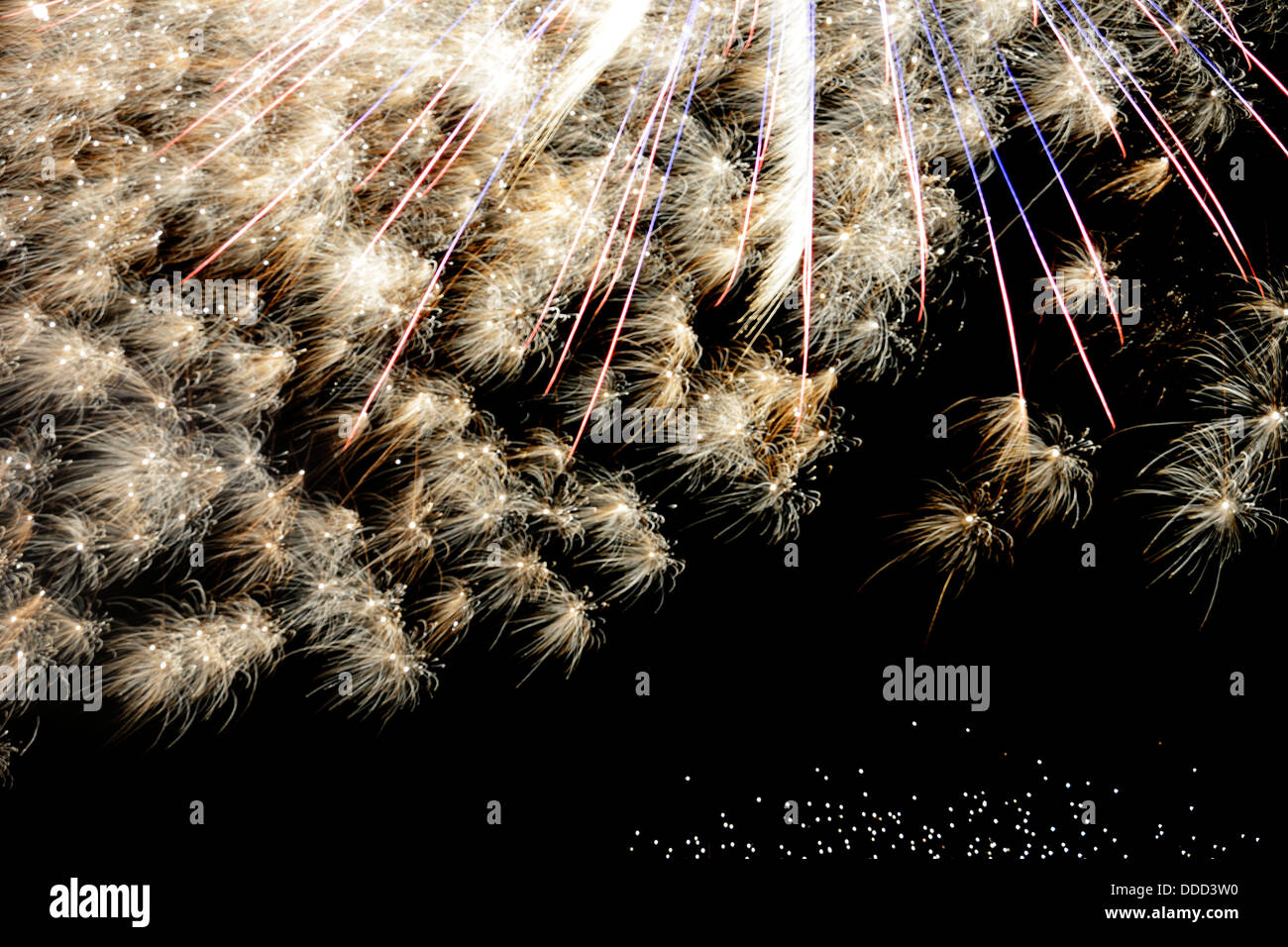 Feier mit einem Feuerwerk in der Nacht Stockfoto