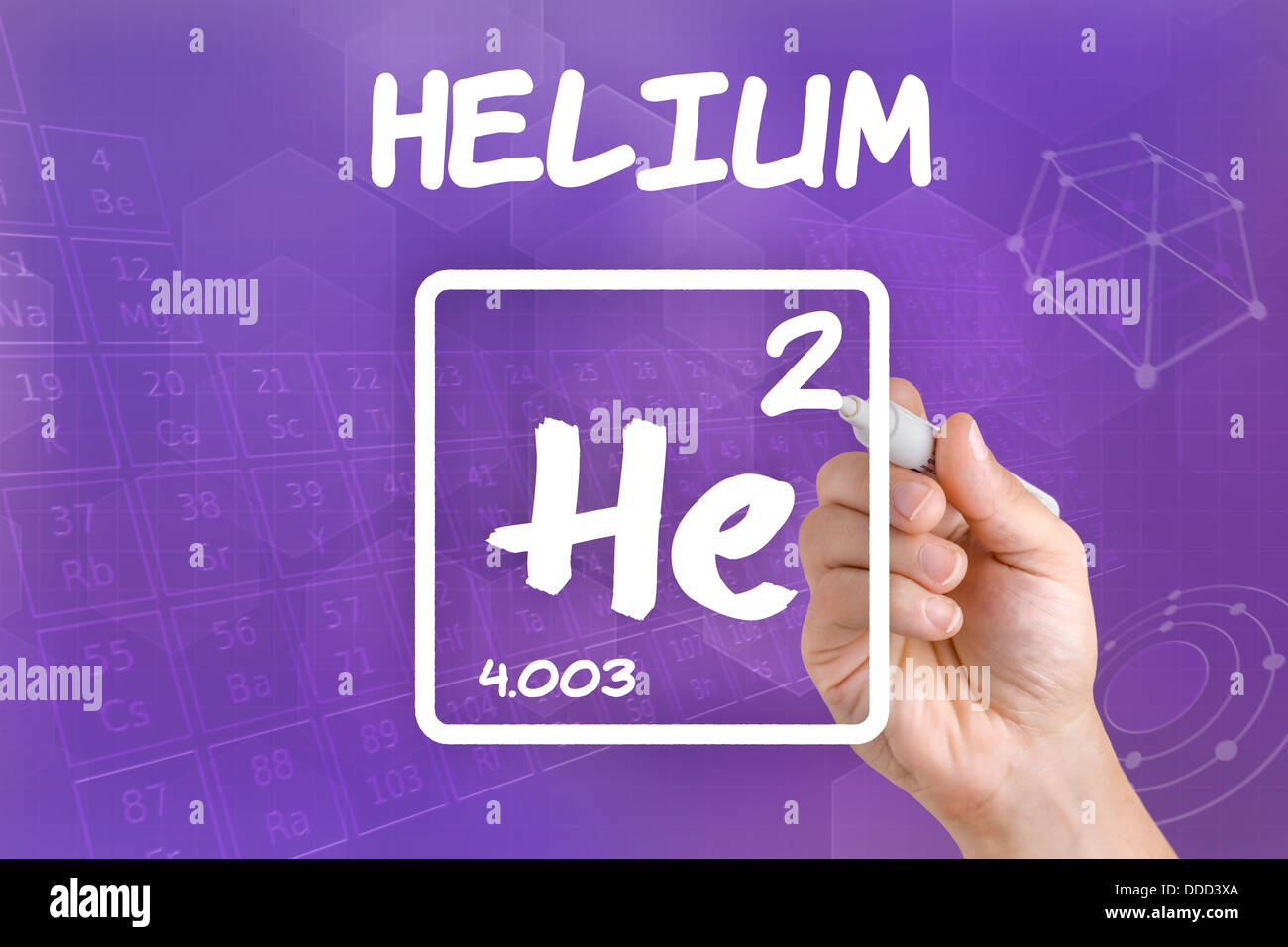 Symbol für das chemische Element helium Stockfoto
