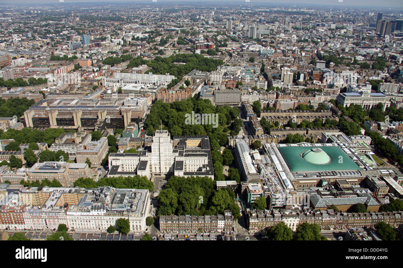 Luftbild von der University of London, Gower Street, London, in der Nähe von The British Museum. Royal Academy of Dramatic Art. Stockfoto
