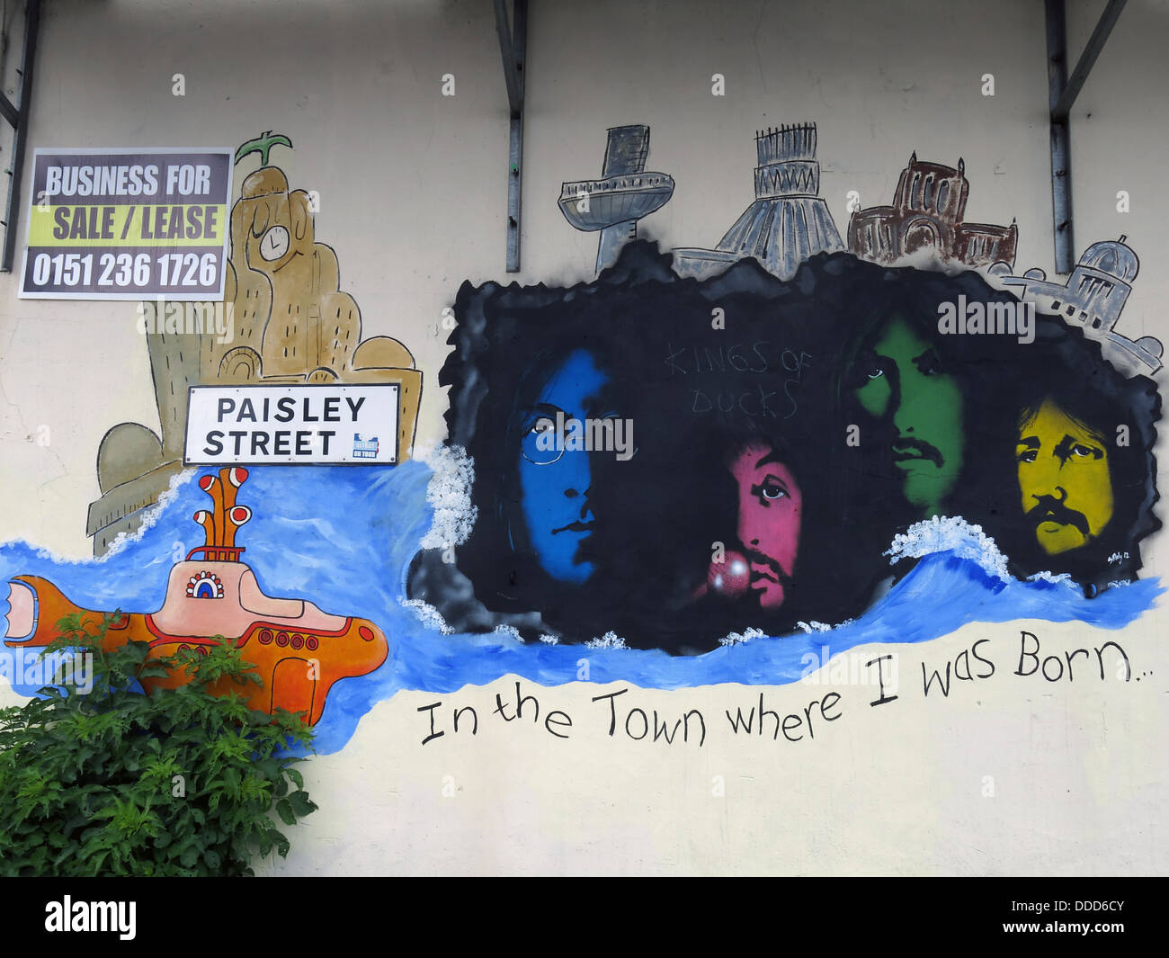 Paisley Straße Beatles Liverpool Kunst Wandmalerei, Docklands, Liverpool, Merseyside, North West England, Großbritannien Stockfoto