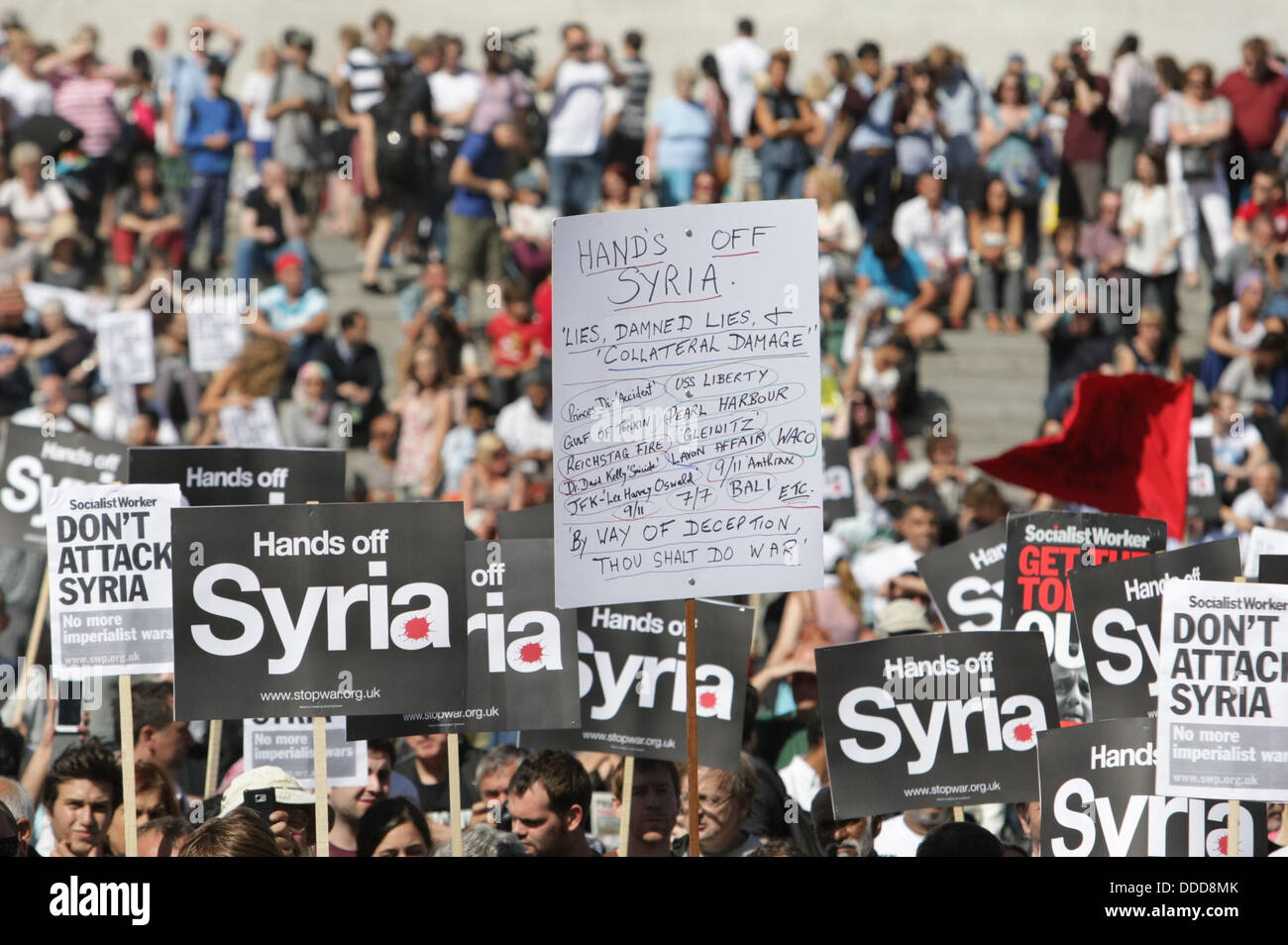 London, UK. 31. Aug, 2013.National Demonstration von Stop gipfelt der Kriegskoalition in Trafalgar Square kein Angriff auf Syrien gefordert. London UK 31. August 2013 Credit: Martyn Wheatley/Alamy Live News Stockfoto