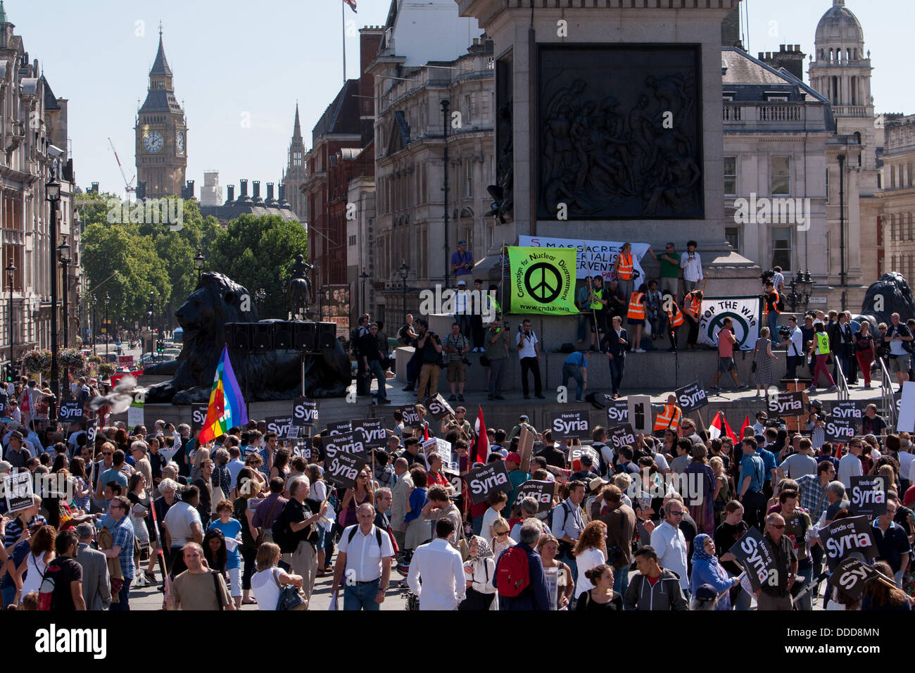 London, UK. 31. Aug, 2013.National Demonstration von Stop gipfelt der Kriegskoalition in Trafalgar Square kein Angriff auf Syrien gefordert. London UK 31. August 2013 Credit: Martyn Wheatley/Alamy Live News Stockfoto