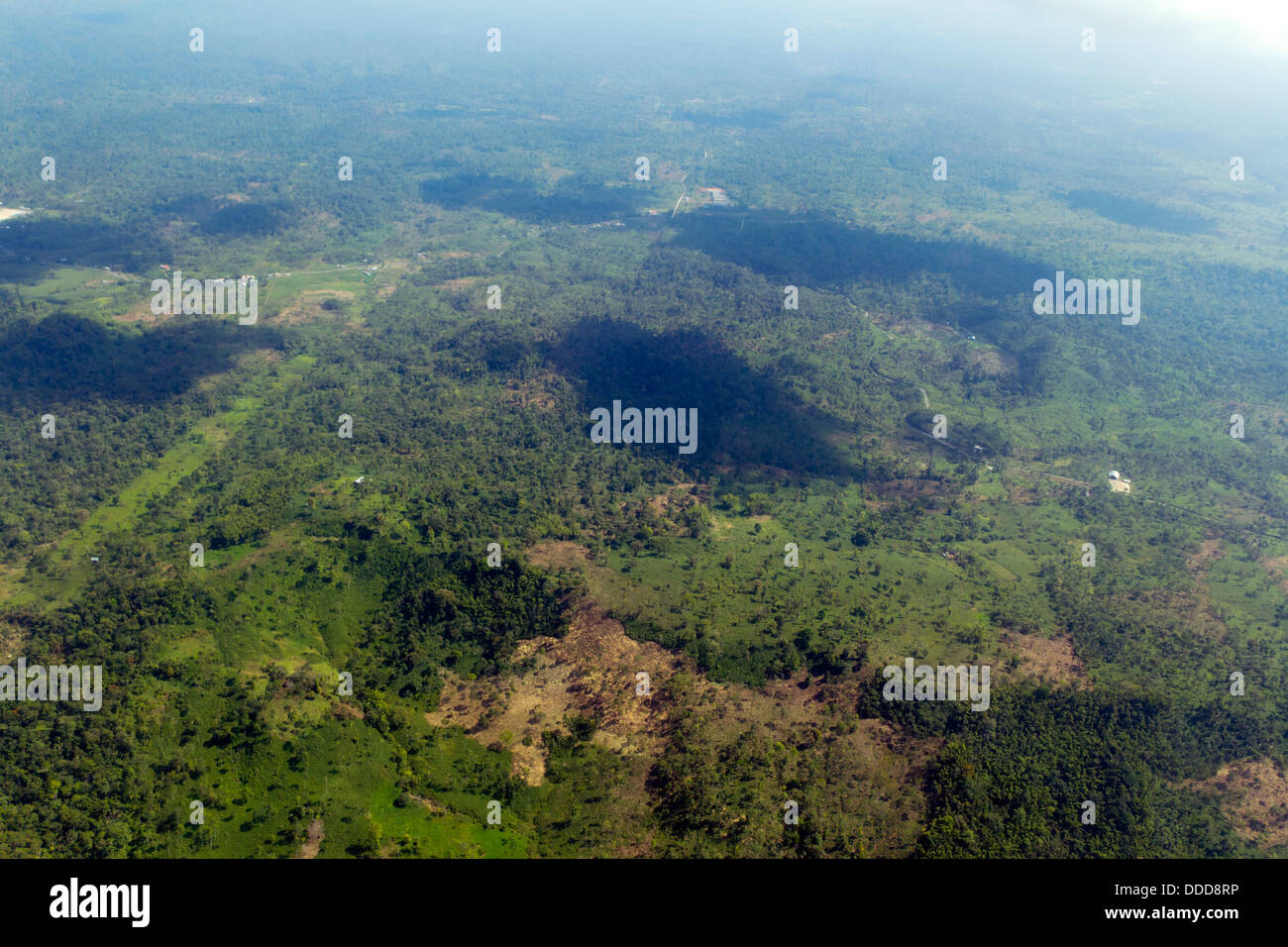 Ehemaligen tropischer Regenwald in Provinz Pastaza in Ecuador gelöscht für Rinder weiden und die Landwirtschaft aus der Luft Stockfoto