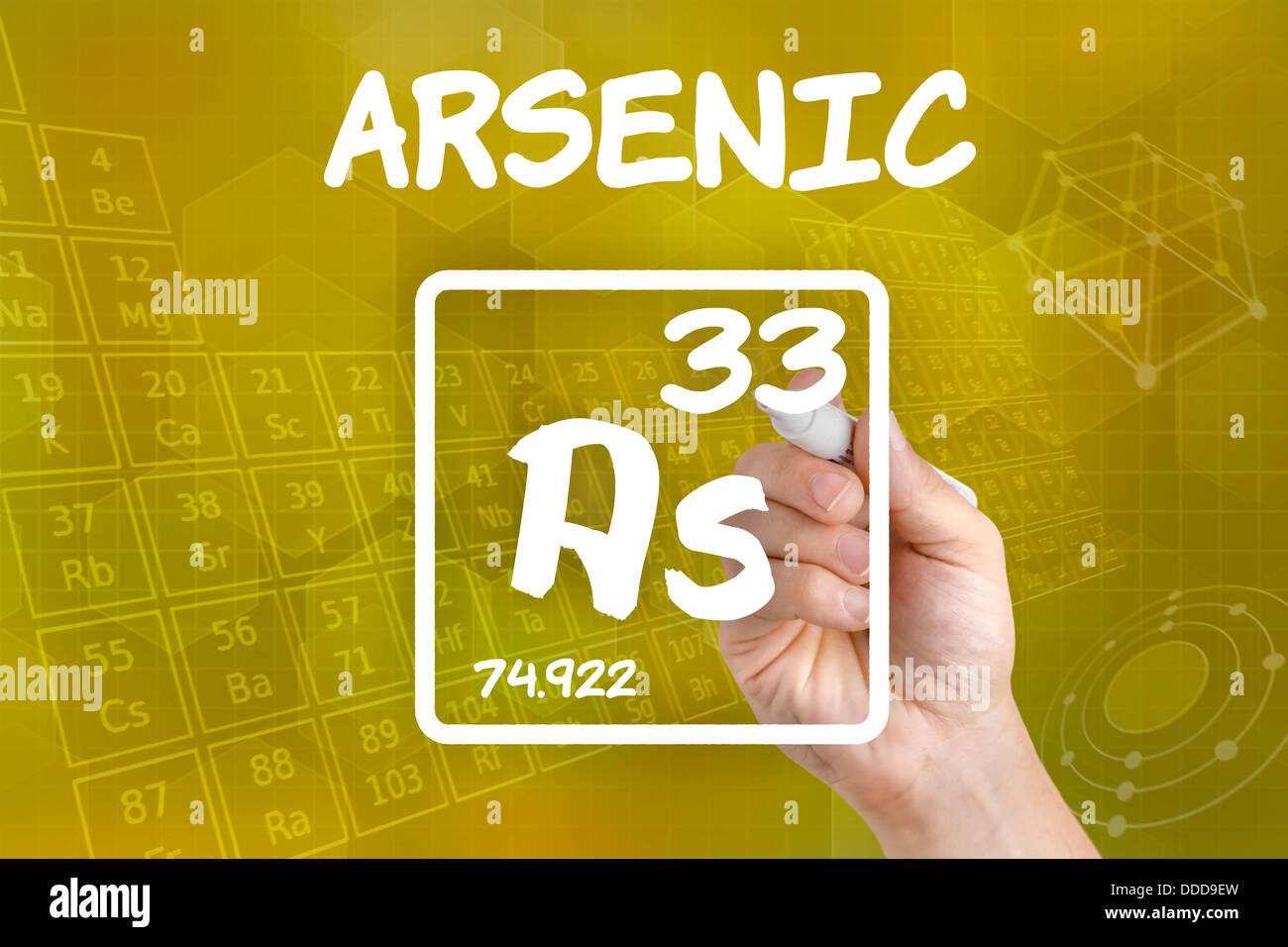 Symbol für das chemische Element Arsen Stockfoto