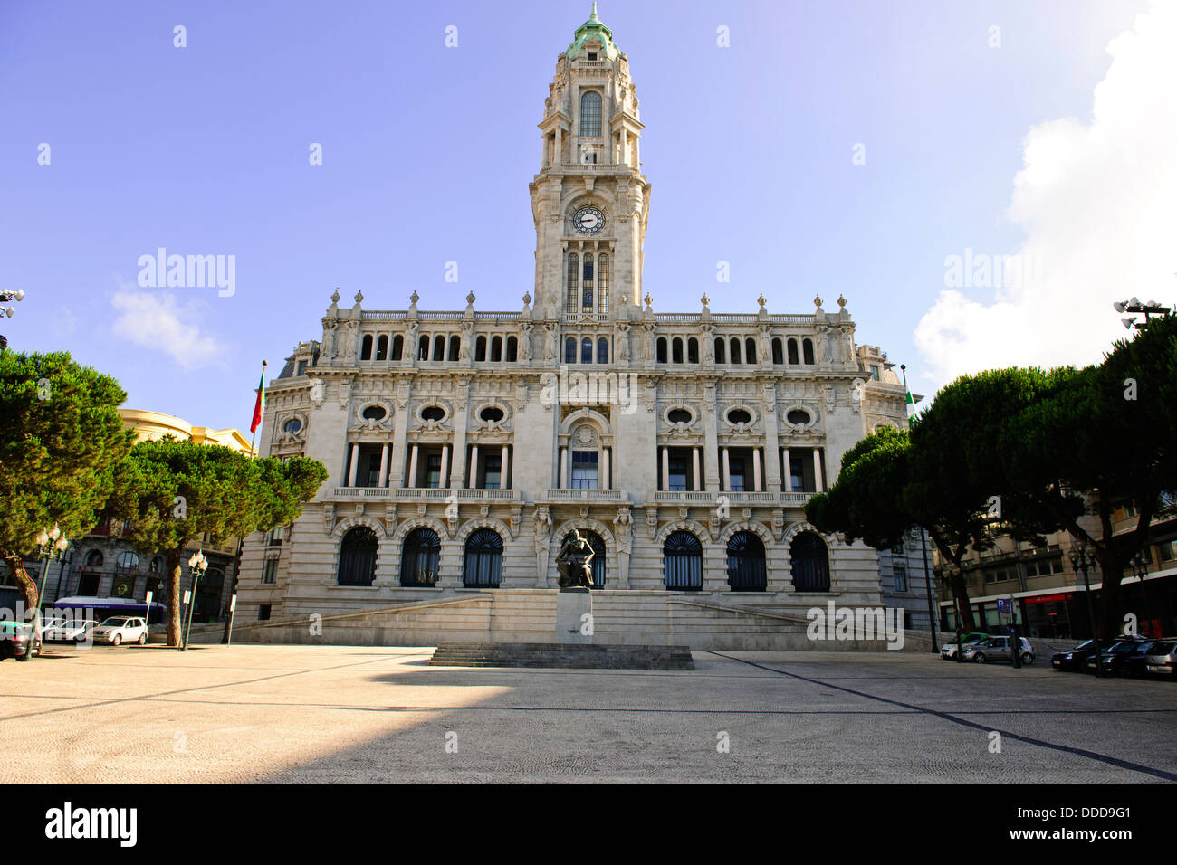 Rathaus, kommunale Kamera tun Porto, Grand Square.Oporto,Porto,Portugal, Innenstadt, Praca Liberdade Stockfoto