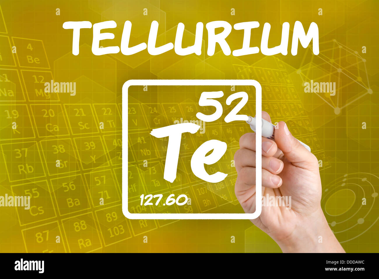 Symbol für das chemische Element Tellur Stockfoto