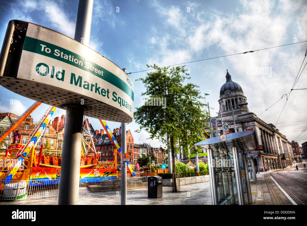 Straßenbahn-Haltestelle Altmarkt Nottingham City Centre Nottinghamshire UK England Stockfoto