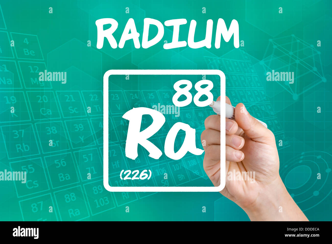 Symbol für das chemische Element radium Stockfoto