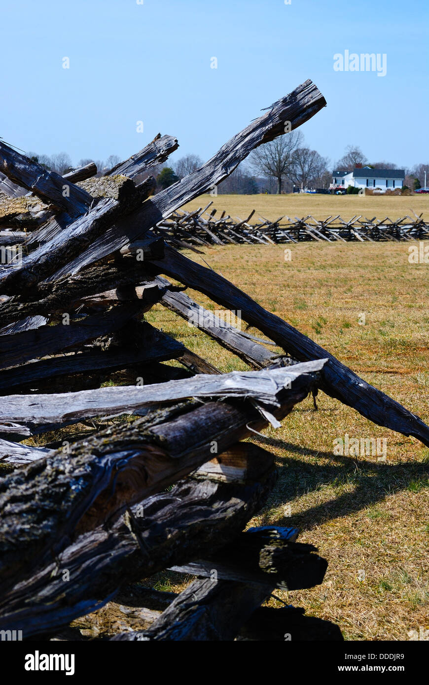 Holz- Log Zaun Fort Dobbs, einer historischen Schlacht während des Franzosen- und Indianerkrieg, in Statesville, North Carolina, USA Stockfoto