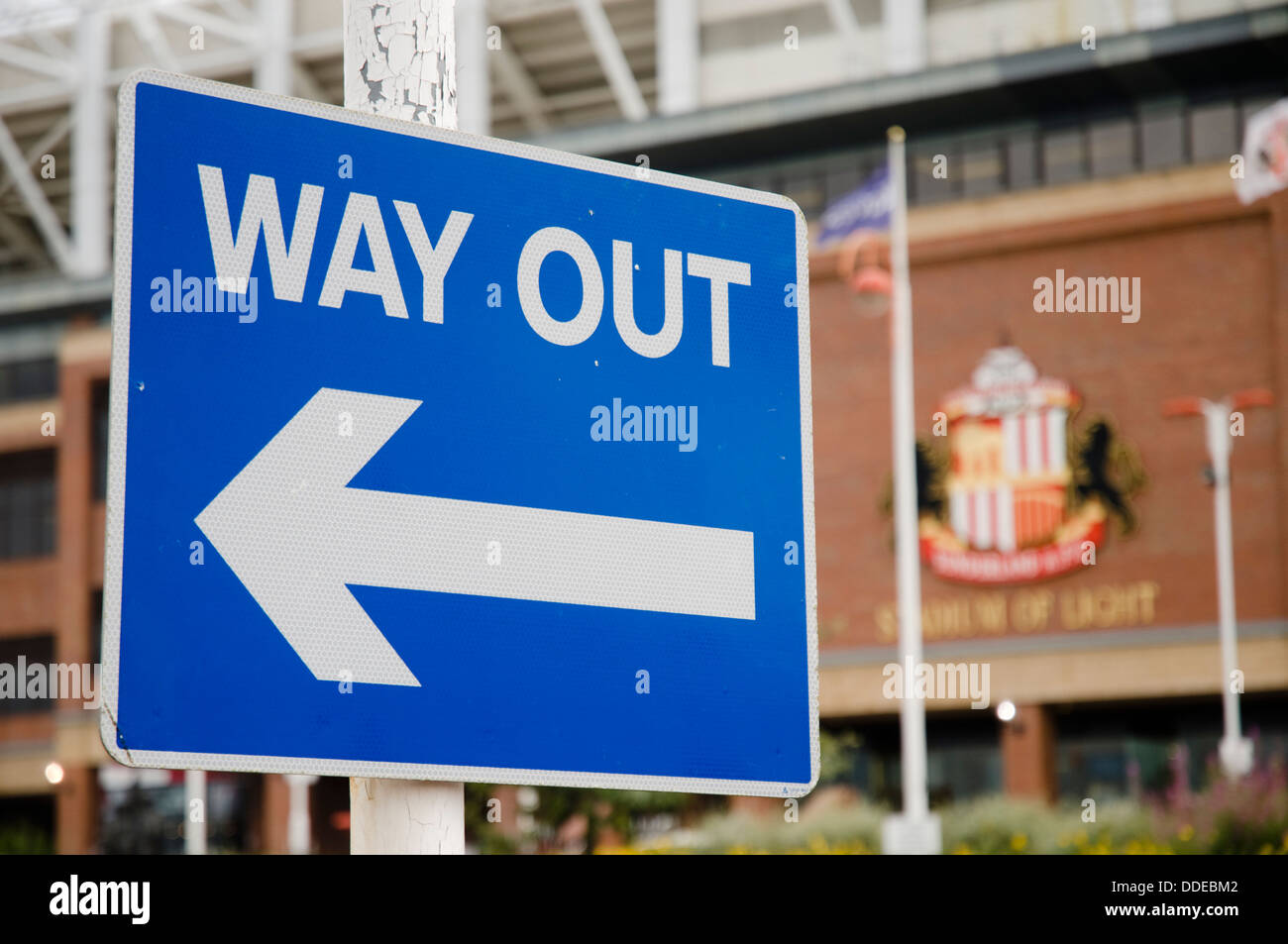 Einen Ausweg Zeichen außerhalb von Sunderland Stadium of Light-Fußball-Stadion Stockfoto