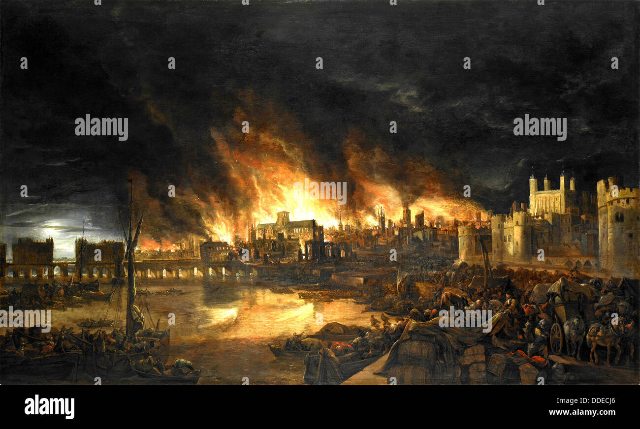 Der große Brand von London, 2. bis 5. September 1666 Stockfoto