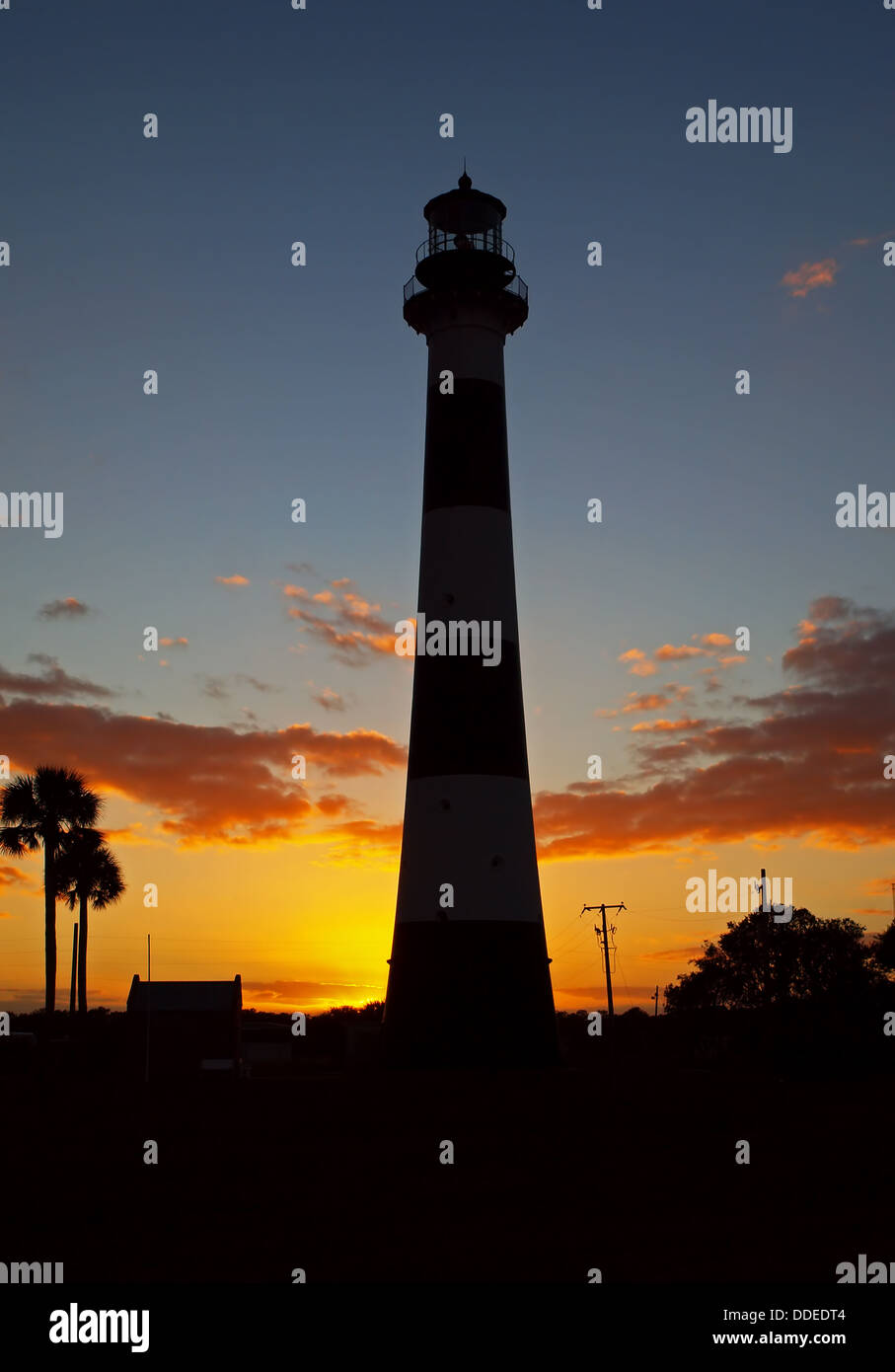 Cape Canaveral Leuchtturm bei Sonnenuntergang, Cape Canaveral, Florida Stockfoto