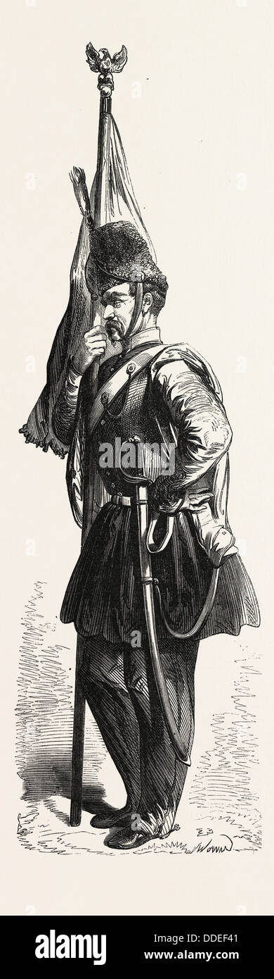 Uniform der polnischen Kavallerie in den Dienst des Sultans. Gravur von 1855 Stockfoto