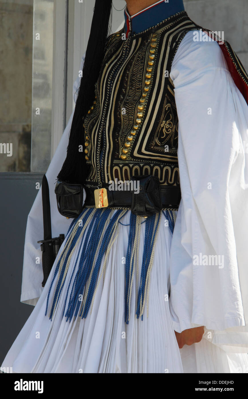 Syntagma, griechische Parlament, griechische Nationalgarde (Evzone), vor dem unbekannten Soldaten Grab, Athen, Attika, Griechenland Stockfoto