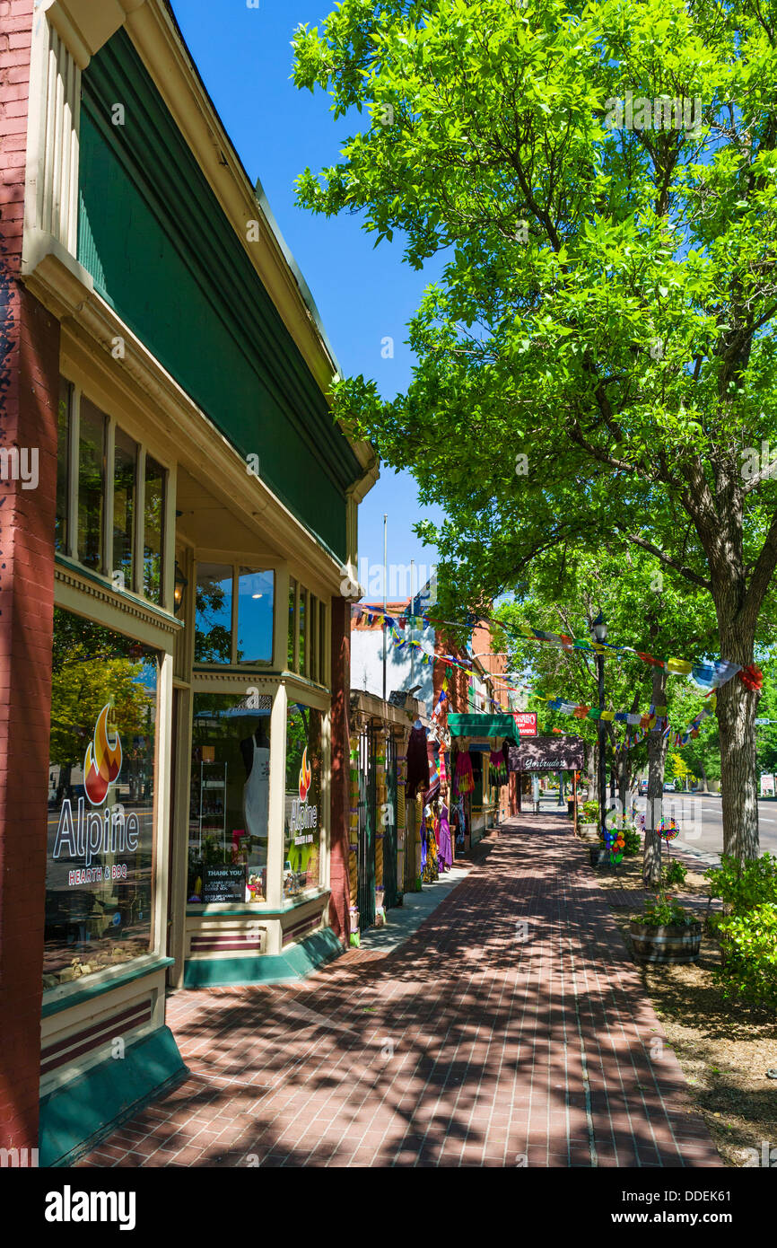 Geschäfte auf W Colorado Ave in Old Colorado City, Colorado Springs, Colorado, USA Stockfoto