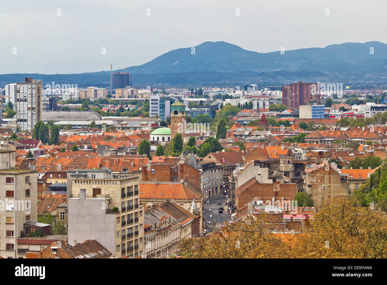 Hauptstadt von Kroatien Zagreb Westteil aerial panorama Stockfoto