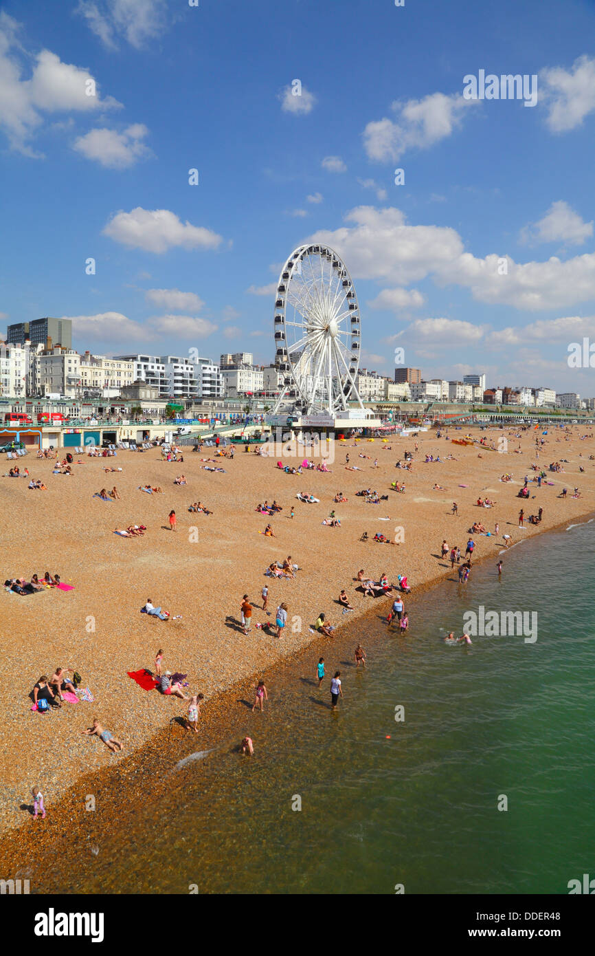 Brighton Beach an einem Sommertag East Sussex England UK Stockfoto