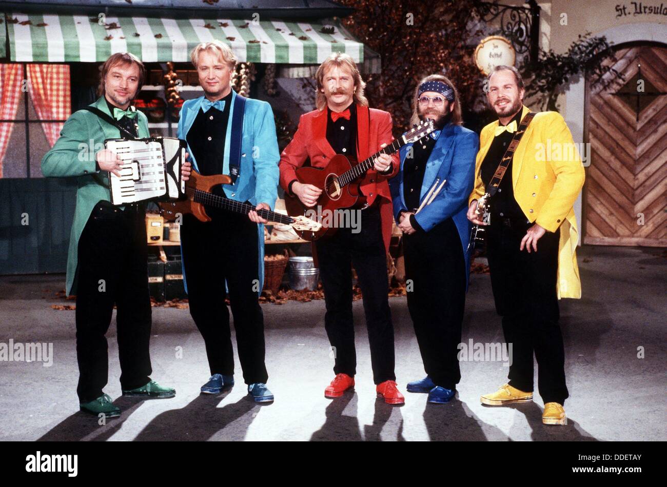 Musik-Band "Höhner" aus Köln bei einem TV-Auftritt (undatiert). Stockfoto