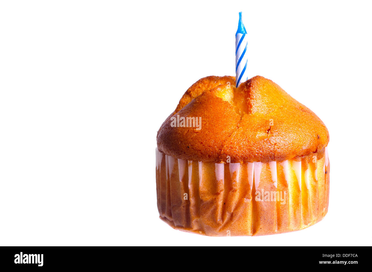 Sehr einfache Kuchen mit einer Kerze Stockfoto