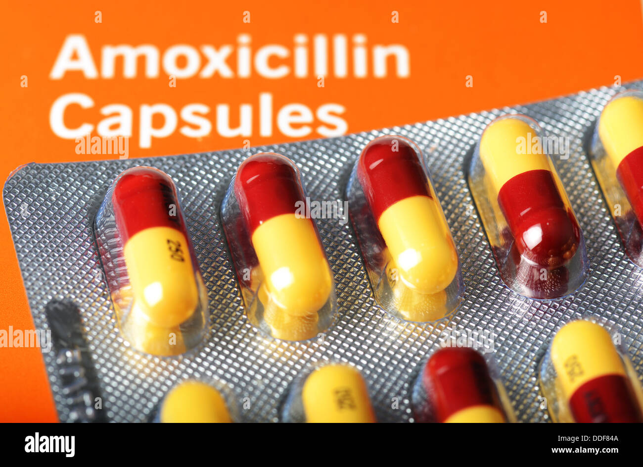 Amoxicillin Antibiotika Kapseln, Tabletten, Pillen Stockfoto