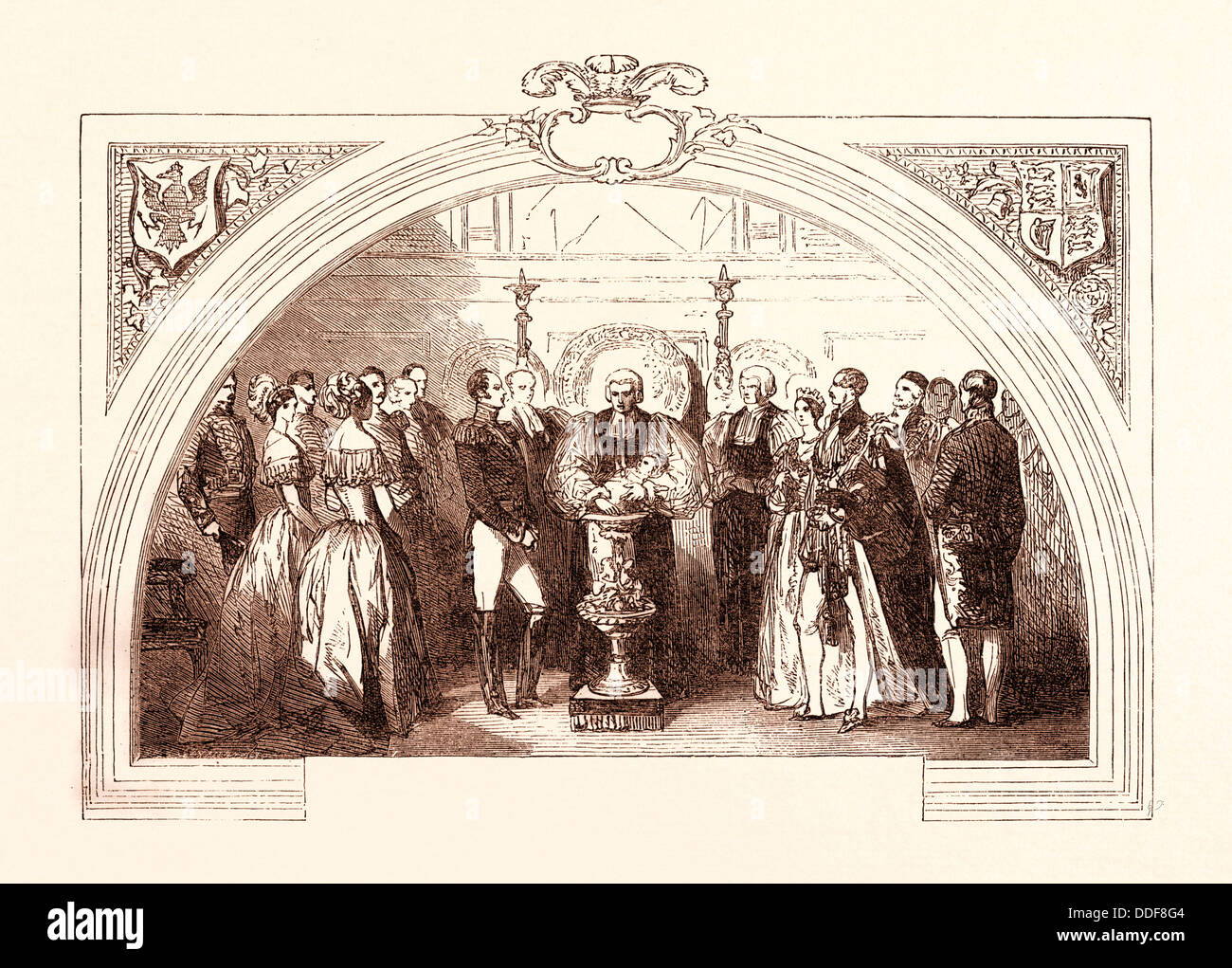 TAUFE DES PRINZEN VON WALES AT ST. GEORGS KAPELLE, WINDSOR, 25. JANUAR 1842. UK, Großbritannien, British, Europa Stockfoto