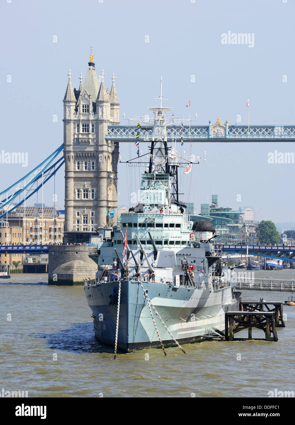 HMS Belfast, London, Kriegsschiff Museum auf der Themse, London, England, UK Stockfoto