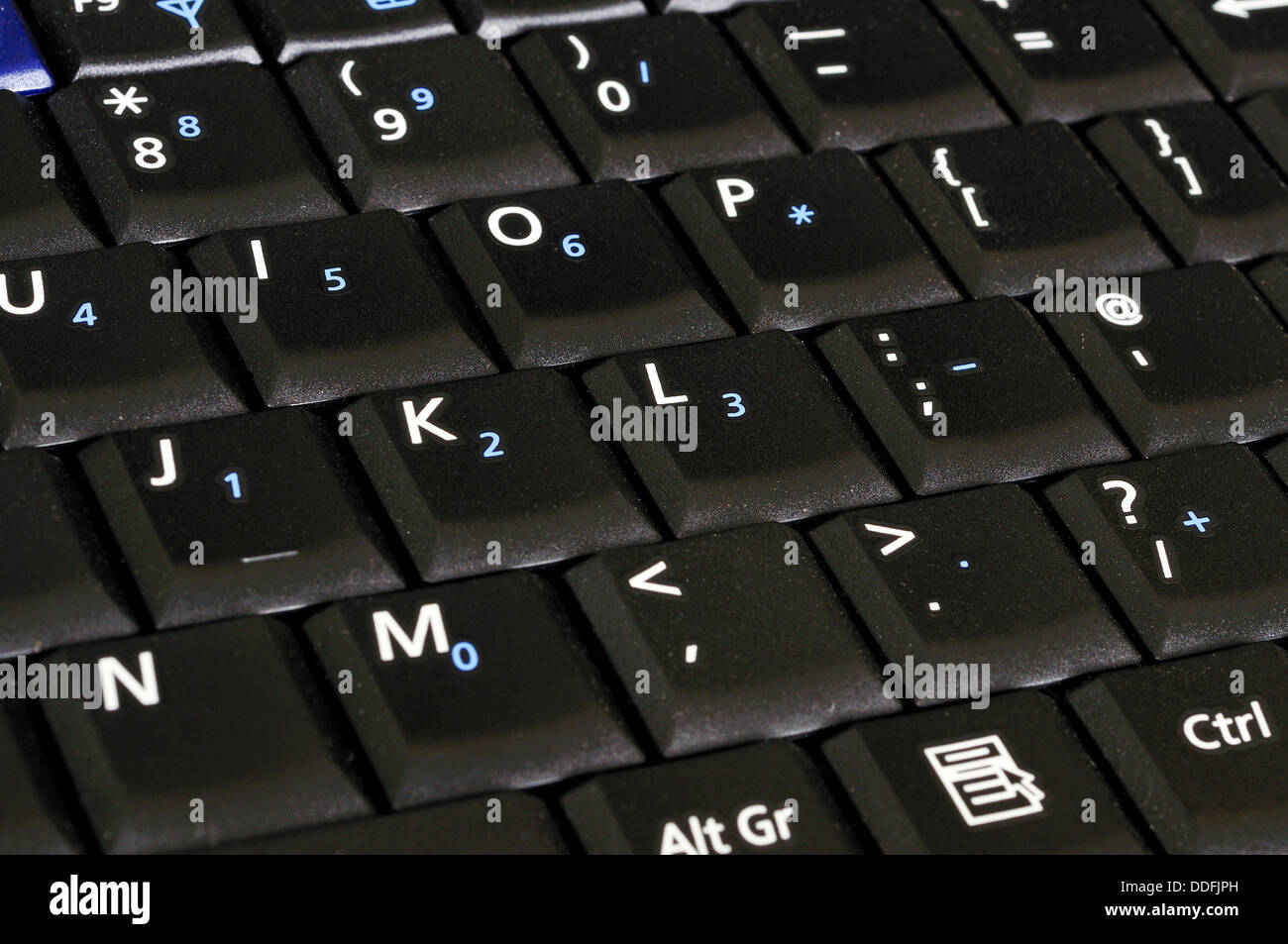Englische Netbook Tastaturtasten mit Buchstaben. Stockfoto
