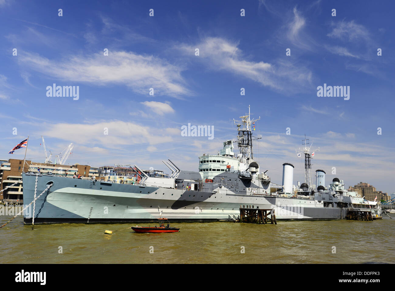 HMS Belfast Kriegsschiff Museum auf der Themse, London, England, UK Stockfoto
