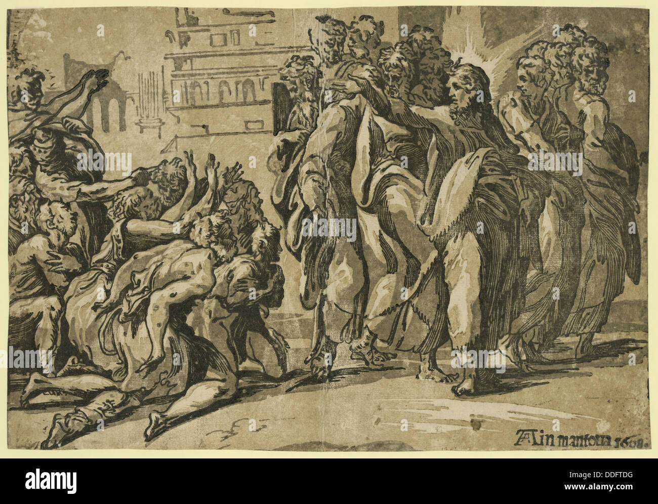 Christus, die Heilung der Aussätzigen, Michieli, Andrea, ca. 1542-ca. 1617 Stockfoto