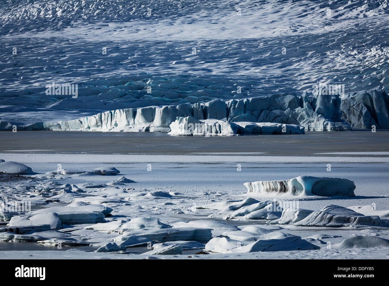 Fjallsjokull Gletscher, Vatnajökull-Eiskappe, Island Stockfoto