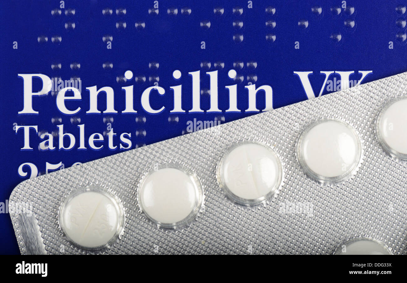 Penicillin VK Antibiotika-Tabletten, Penicillin Antibiotika, Penicillin VK, Penicillin V Kalium. Stockfoto