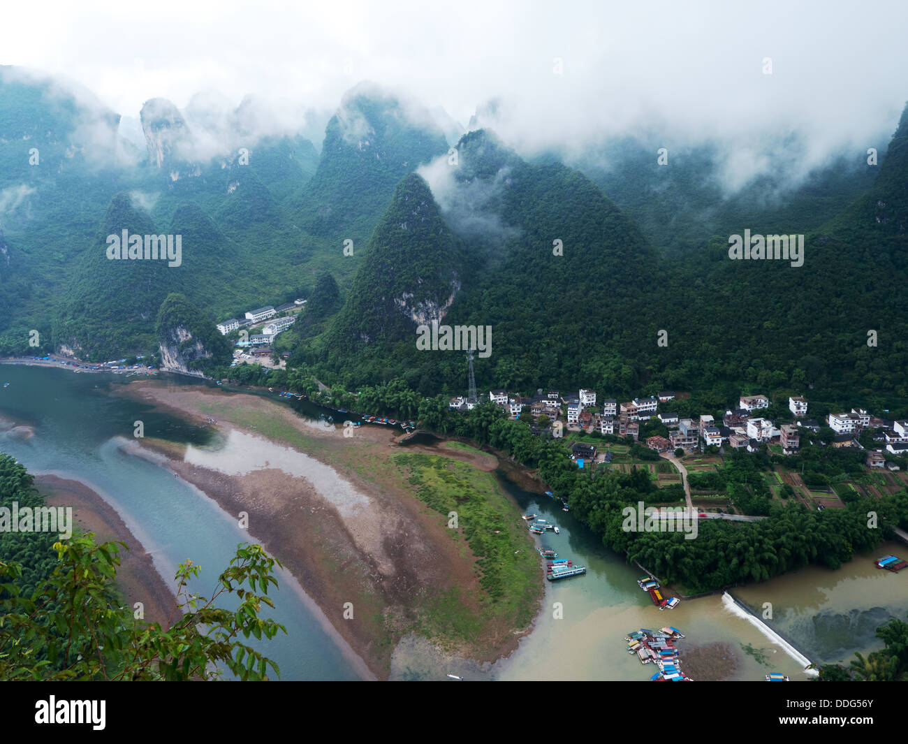 Lijiang-Fluss-Landschaft in Xingping, Yangshuo, Guilin, Guangxi, China Stockfoto