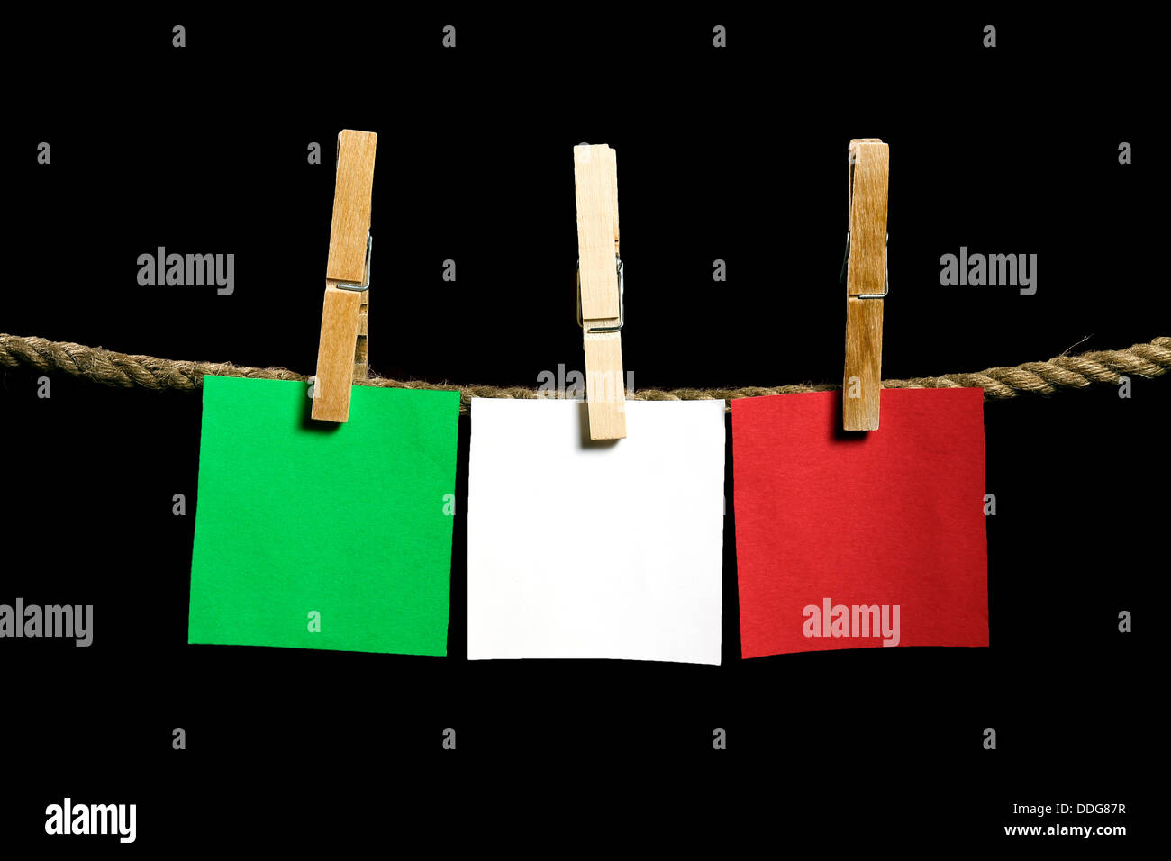 Grün, weiß und rot Post-it Stockfoto