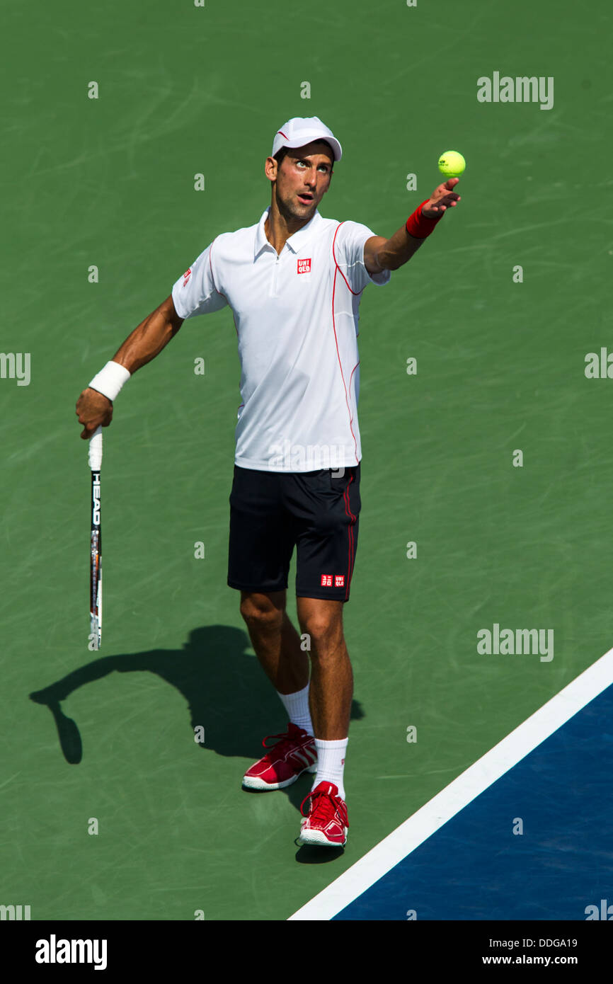 Novak Djokovic (SRB) im Wettbewerb um die 2013 US Open Tennis Championships. Stockfoto