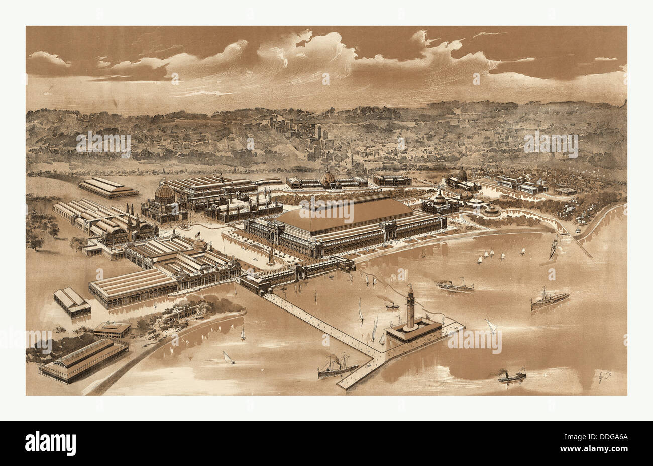 Vogelperspektive von der World Columbian Exposition, Chicago 1893, US, USA, Amerika Stockfoto