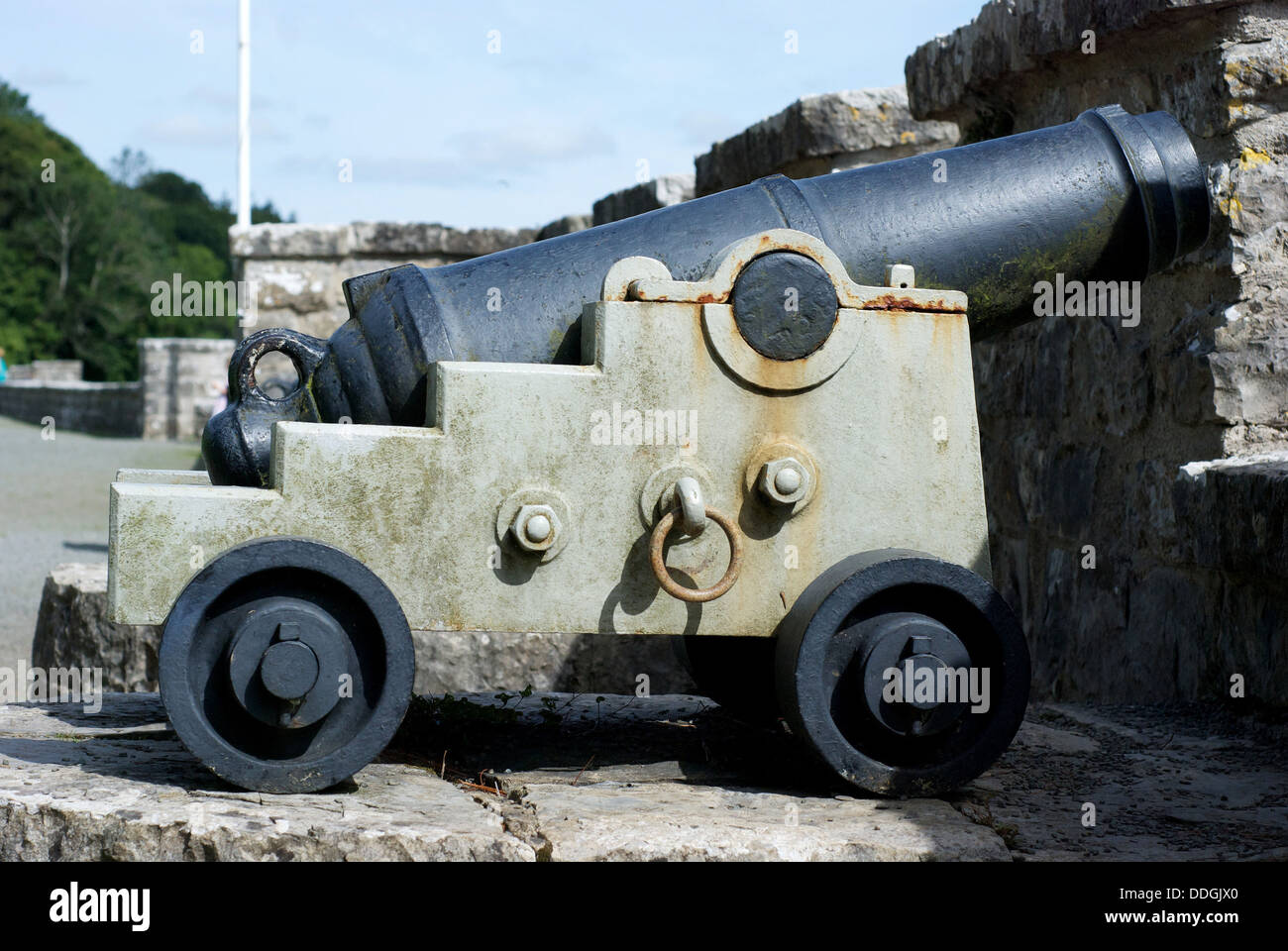 Historischen Kanonen platziert bei Plas Newydd Stockfoto
