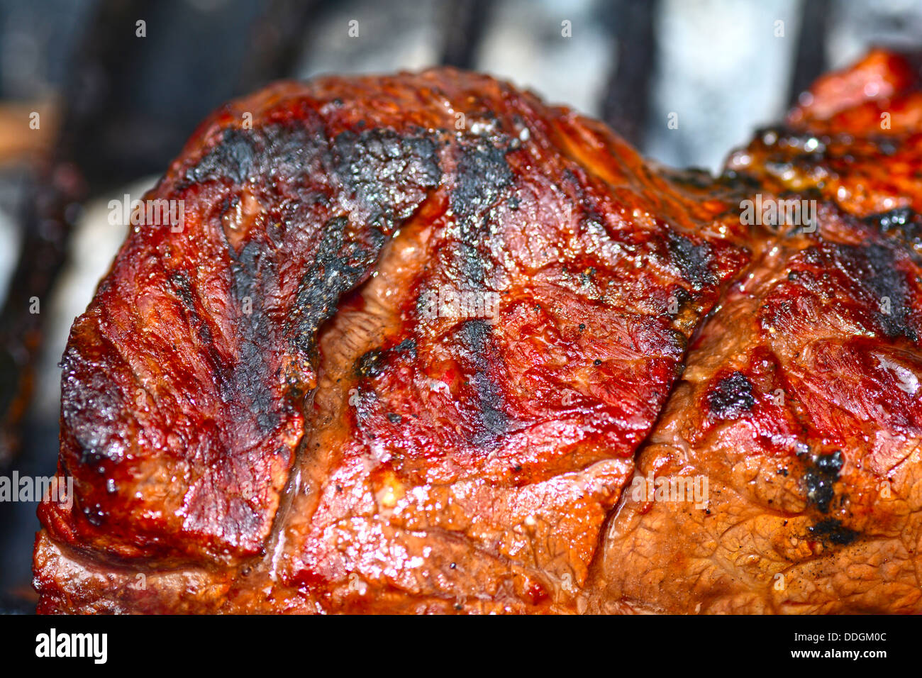 Makroaufnahme von ein Stück Fleisch auf dem grill Stockfoto