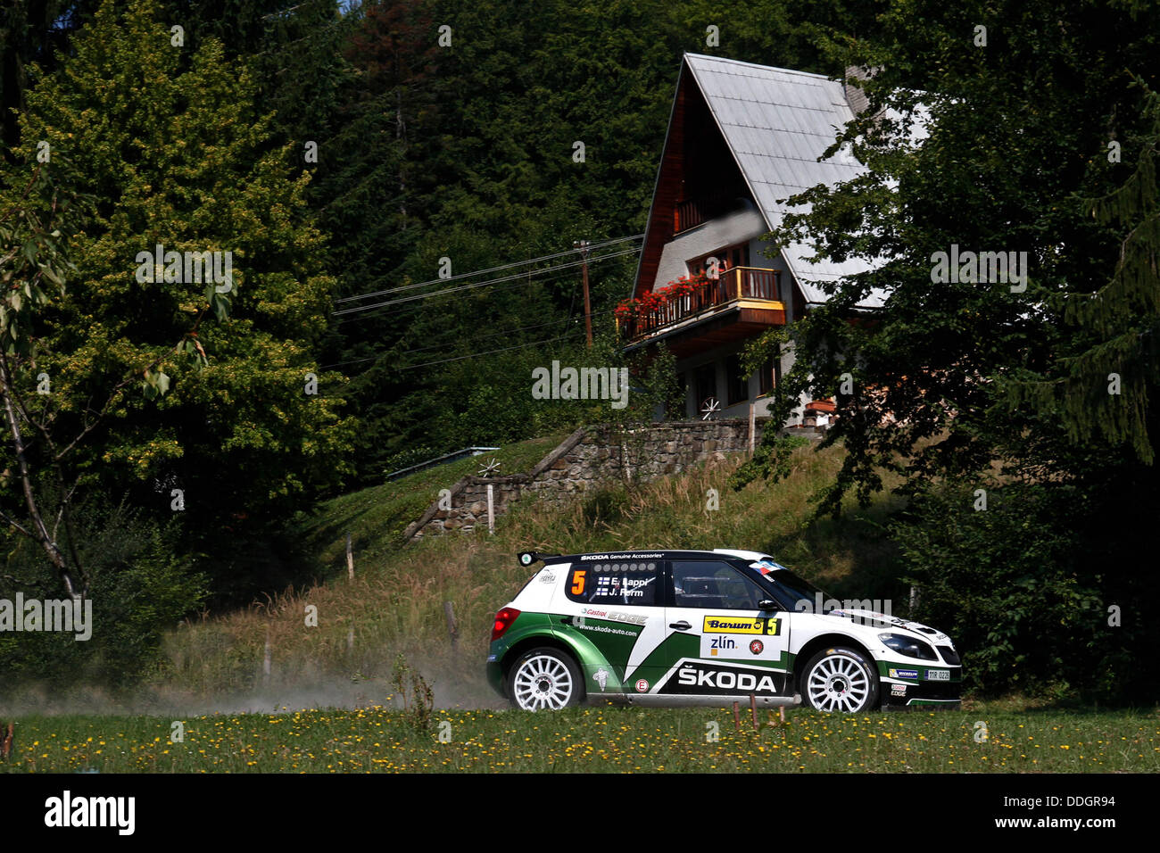 31.08.2013. Barum, Tschechische Europäische Rallye-Meisterschaften.   E.Lappi (FIN) - Ferm (FIN) - Skoda Fabia S2000 Stockfoto