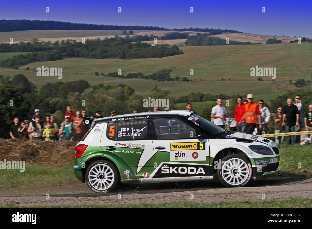 31.08.2013. Barum, Tschechische Europäische Rallye-Meisterschaften.  E. Lappi (FIN) - Ferm (FIN) - Skoda Fabia S2000 Stockfoto