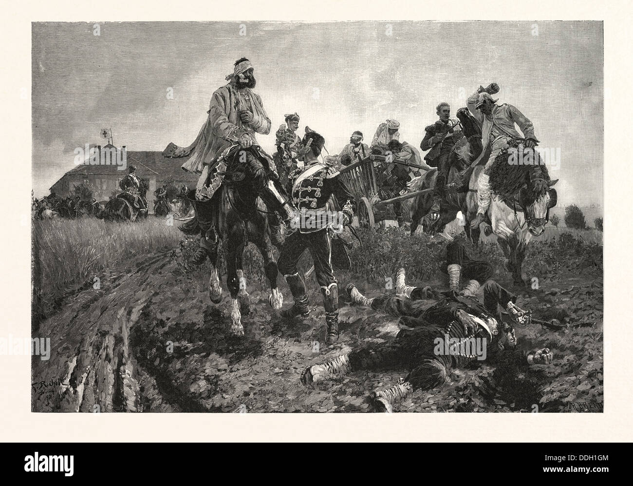 Franco-Preussischer Krieg: Eine Zeichenfolge Husaren. Nach dem Gemälde von Th Rocholl Stockfoto