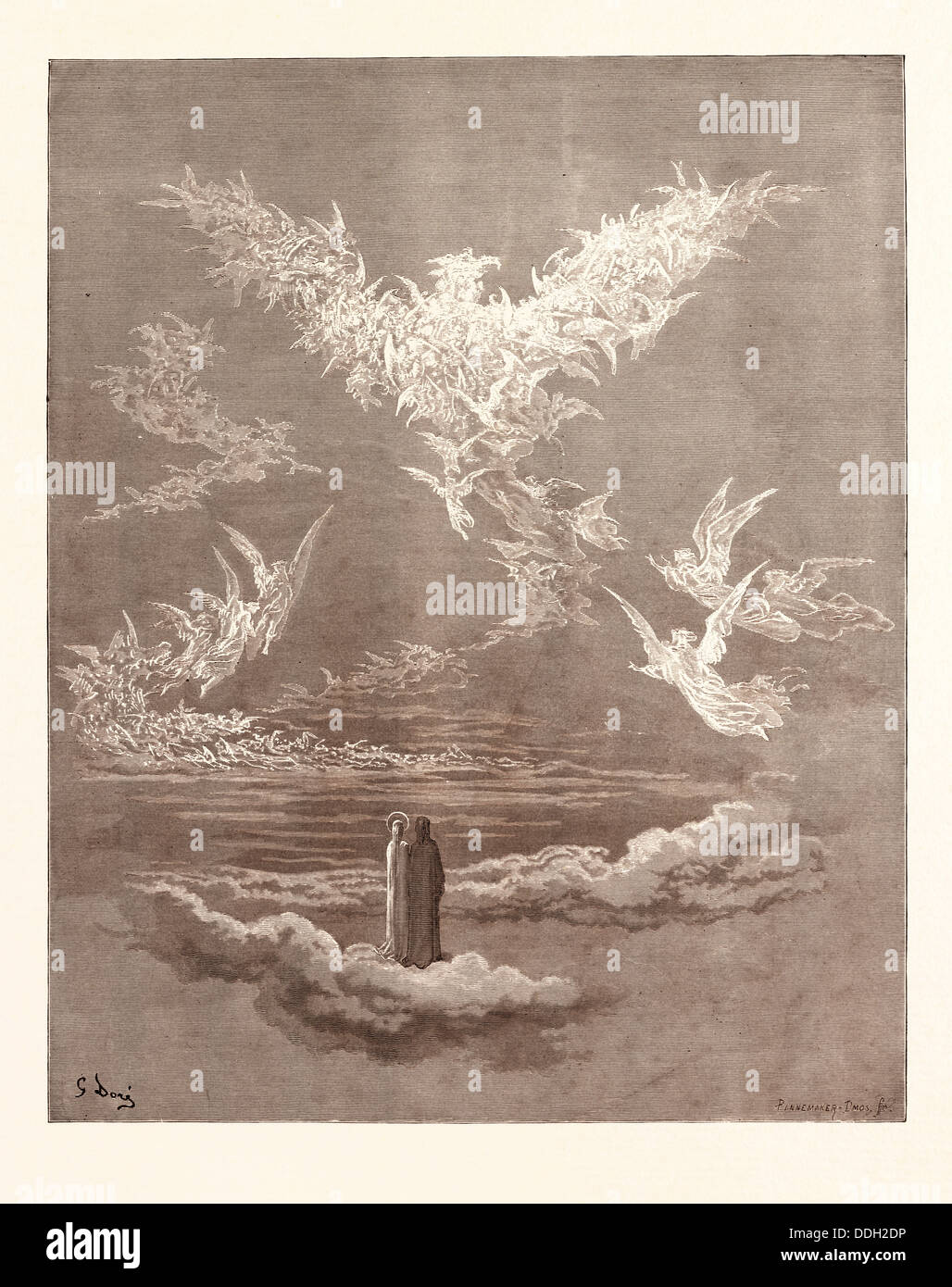 DIE VISION DES SECHSTEN HIMMELS, VON GUSTAVE DORÉ. Dore, 1832-1883, Französisch. Gravur für Paradiso von Dante. Holzstich Stockfoto